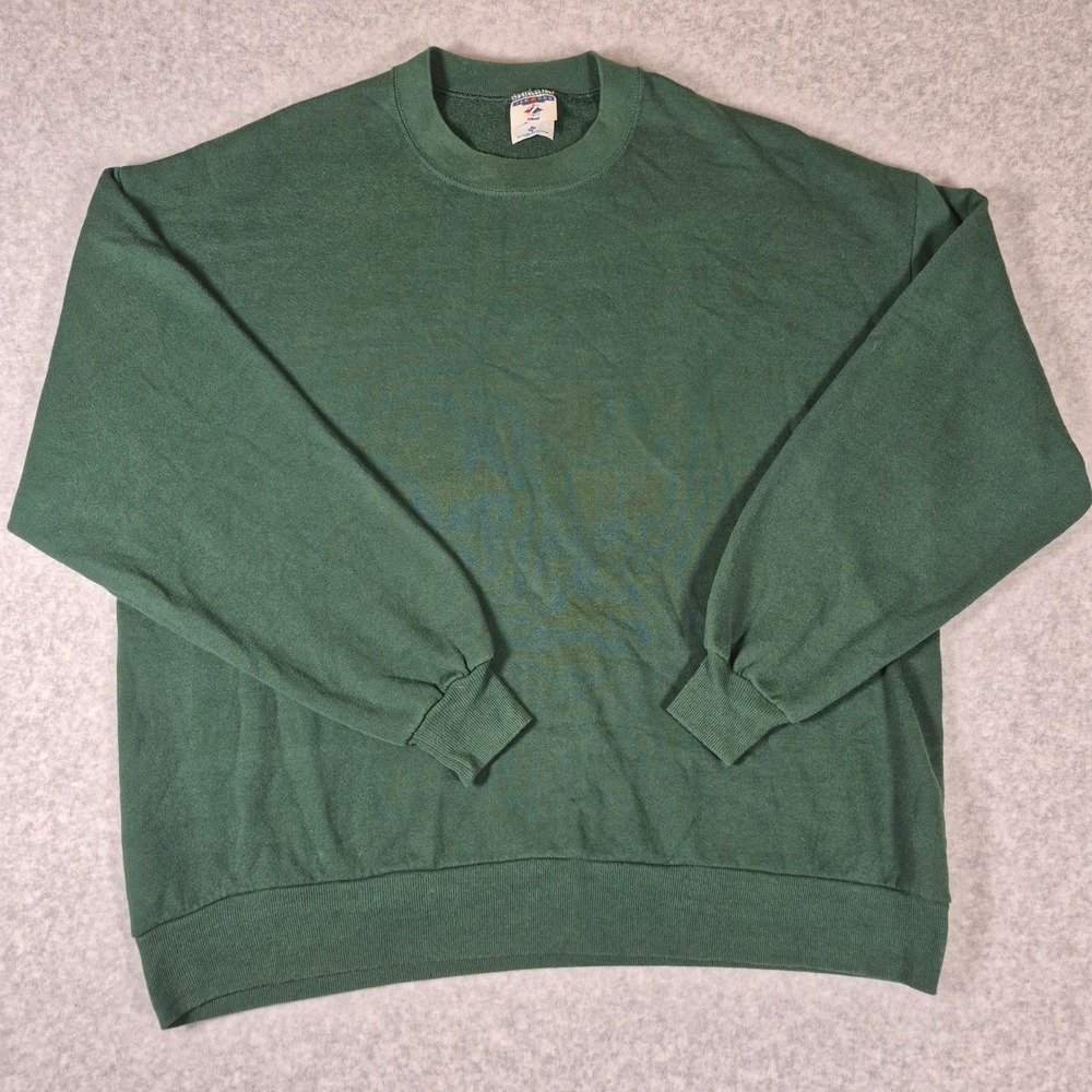 Jerzees Sweatshirt Mens 2X Green Vintage NuBlend Crewneck Made in USA Plain 90s